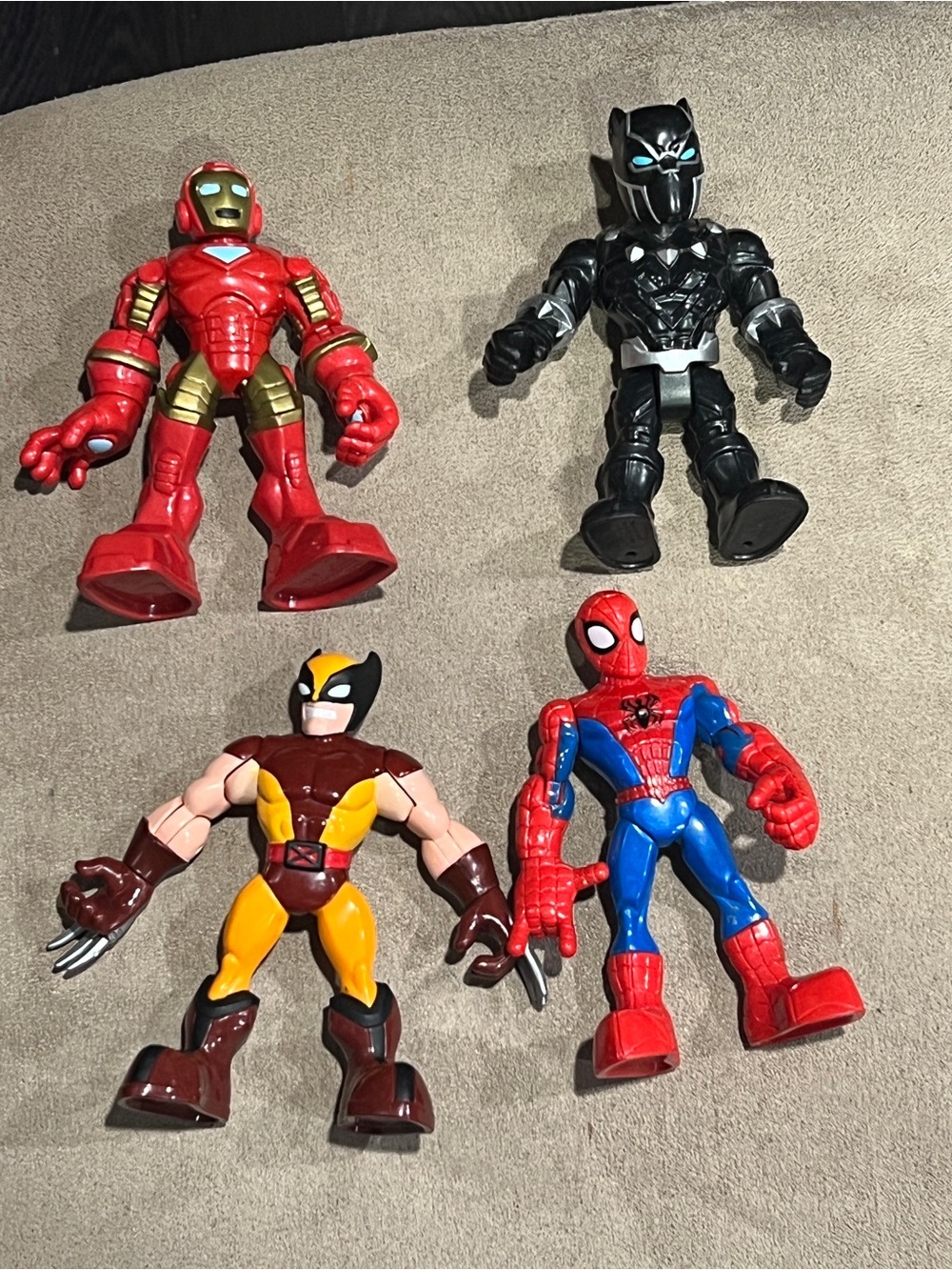 Marvel playskool 5” Figures - Iron Man, Black Panther, Wolverine, Spiderman